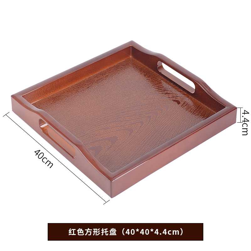 Bandeja de plástico de gran tamaño, plato cuadrado largo, gran antideslizante, taza de té doméstica, Sala de estar, bandeja de salón de belleza de madera japonesa