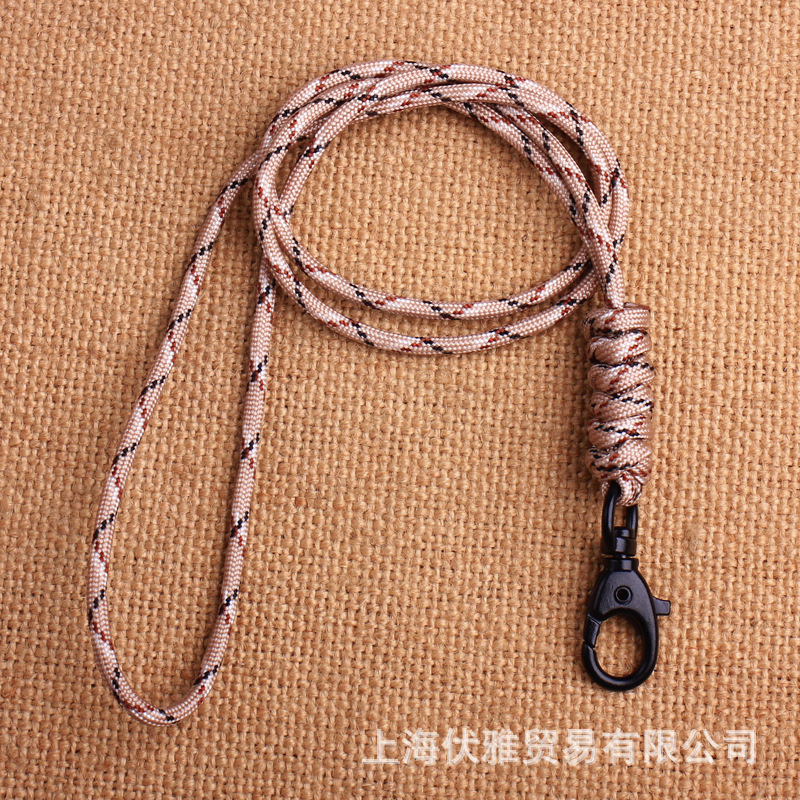 Z02 suministro de fábrica cuerda paraguas tejida hebilla de metal hebilla giratoria clave cuerda halter certificado tarjeta de fábrica cordón