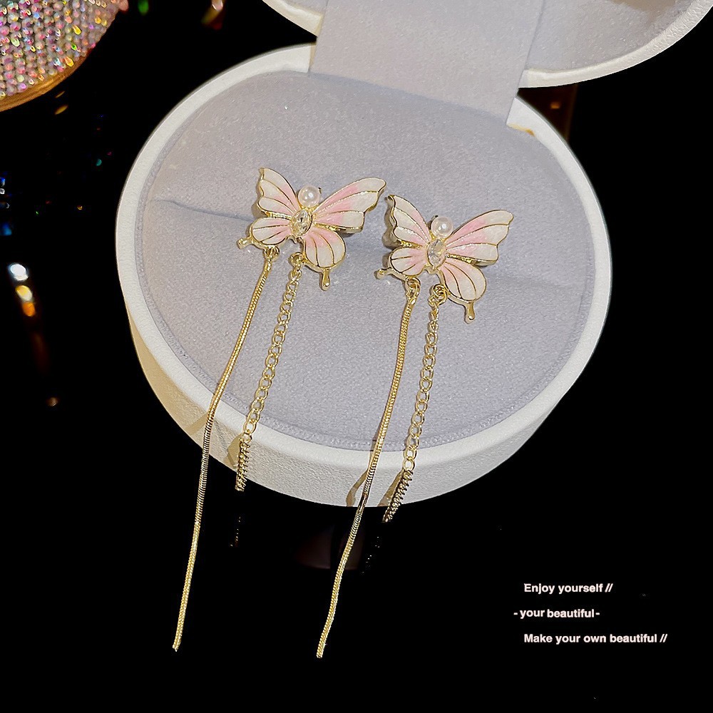 S925 aguja de plata elegante borla pendientes de alta gama simple cara de adelgazamiento pendientes de todo fósforo estilo coreano nuevos pendientes de moda al por mayor