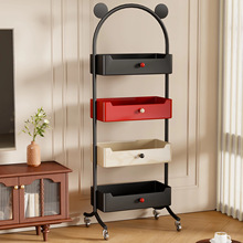 客厅可移动零食置物架家用多层带轮小推车书架厨房水果收纳储物架
