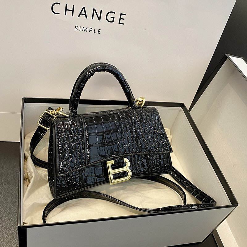 Small Fashionable Hot-Selling Hourglass Bag for Women 2025 Cross-Border New Crocodile Pattern High-End Versatile Shoulder Crossbody Bag