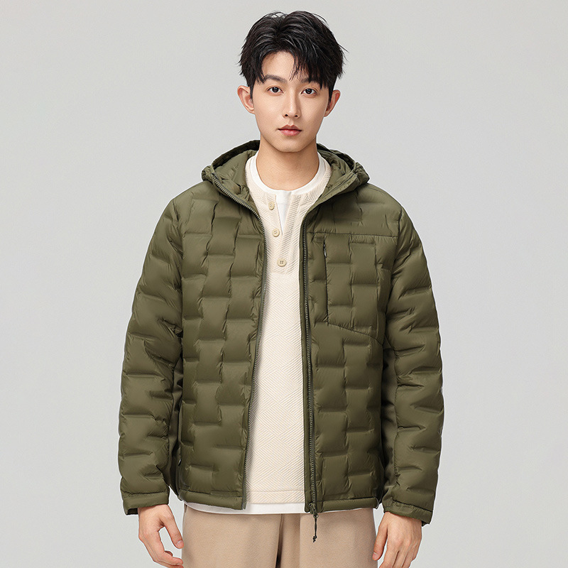 Chaqueta encapuchada para hombres y mujeres en otoño y invierno 2025 nueva chaqueta de plumón de pareja de moda universal chaqueta cálida para hombres