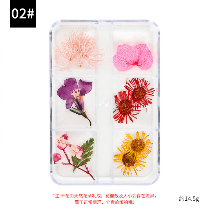 Clavo japonés flor seca traje tridimensional flor estrellada pétalos DIY uñas flor seca pulpa de madera pieza de joyería al por mayor