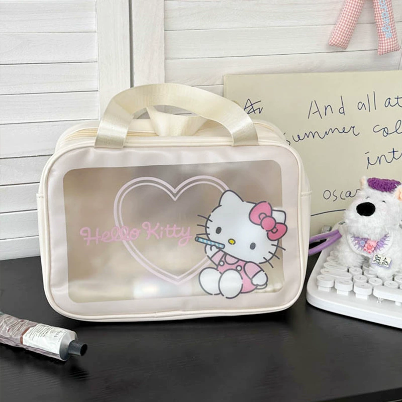 Косметичка Hello Kitty, водонепроницаемый ручной несессер с разделением влажного/сухого, 21,5×30,5×16 см