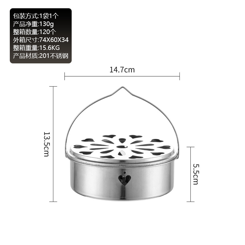 Caja repelente de mosquitos de acero inoxidable repelente de mosquitos portátil repelente de mosquitos al aire libre caja repelente de mosquitos con tapa soporte de bobina de mosquito caja repelente de mosquitos