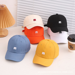 M字母帽子刺繡棒球帽男女寶寶韓版鴨舌帽百搭遮陽ins時尚簡約R199