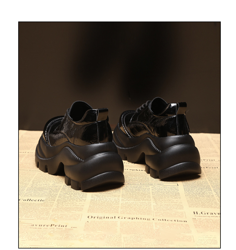 Giày sneaker nữ đế dày tăng chiều cao phong cách Anh Quốc mũi to — màu đen chi tiết 12