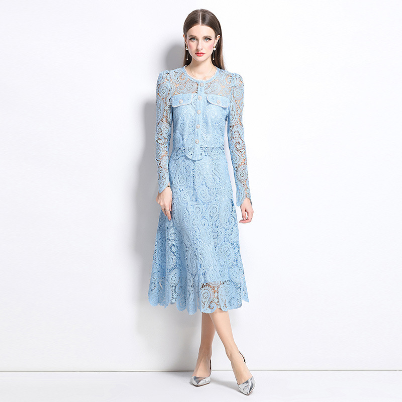Heben Fragrant French Style Girl's Evening Dress Light Luxury Socialite Long-Sleeved Beaded Embroidered Lace dress Dress Heben Fragrant French Style Girl's Evening Dress Light Luxury Socialite Long-Sleeved Beaded Embroidered Lace dress Dress