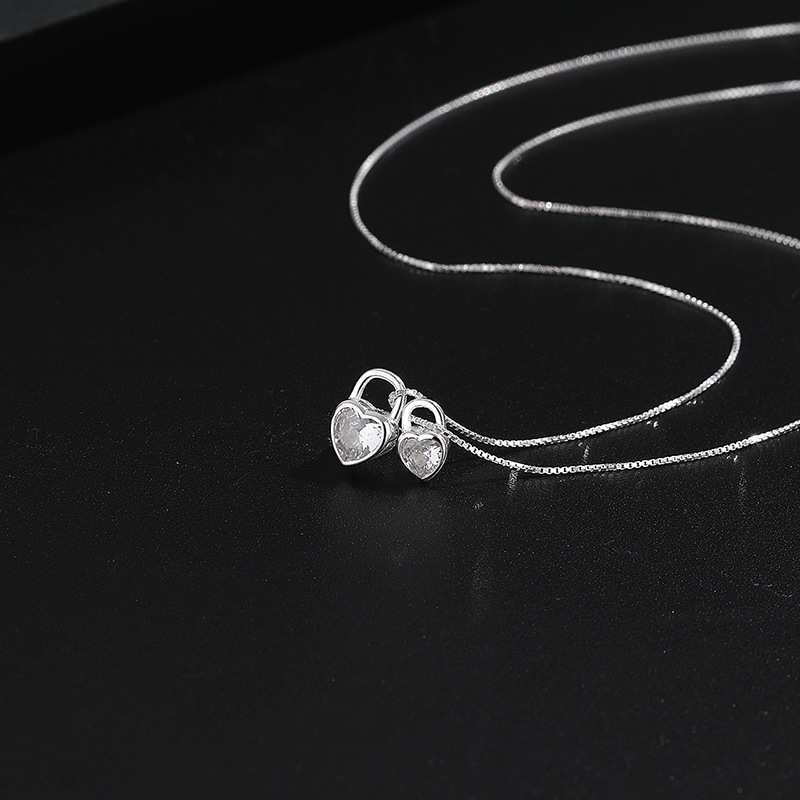 925 Sterling Silver Pendant Material Pendant Necklace Classification 925 Sterling Silver Cable Chain Box Chain Heart Shape Pendant Necklace