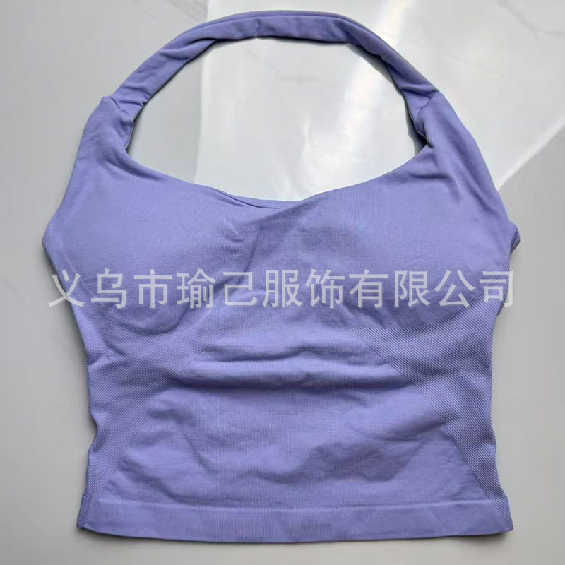 Camiseta deportiva sin costuras de estilo europeo y americano DFYNE, color liso, espalda descubierta, con cuello redondo, moldeadora, que evita que se vea la piel, para mujer