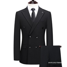 2025秋冬款男士西服套装双排扣感商务修身职业婚礼婚庆西装男