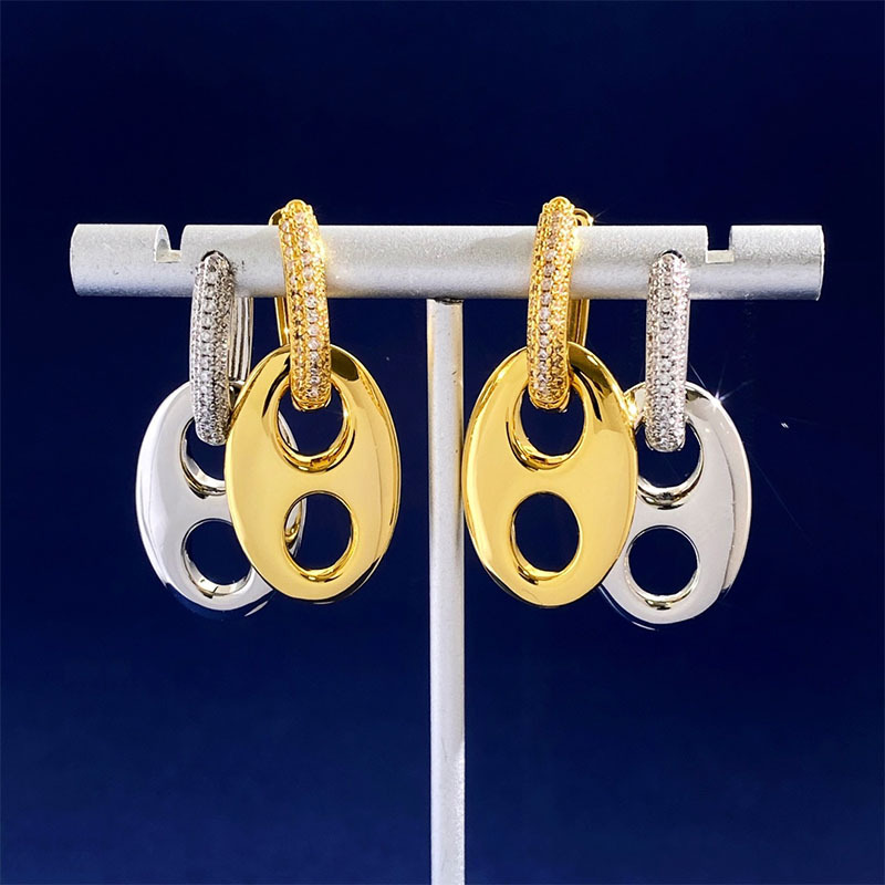 Orecchini a lobo naso di maiale metallizzati lucidi moda_voghion.com