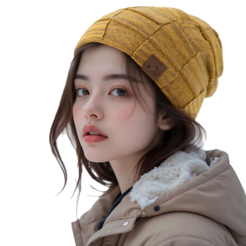 秋冬加绒混色百搭毛线针织帽保暖时尚套头帽欧美冬季女帽跨境|undefined