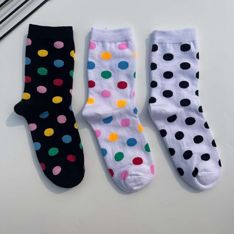 Polka dot trendy internet celebrity men's and women's mid-calf socks couple's Japanese college style European and American Street skateboard sports long cotton socks