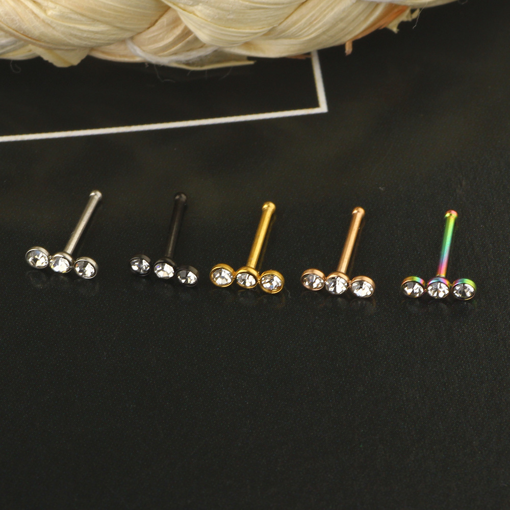Cross-border 316L Surgical Steel Nose Ring Zircon Nose Nail Earrings Nose Nail Wholesale detail image 7
