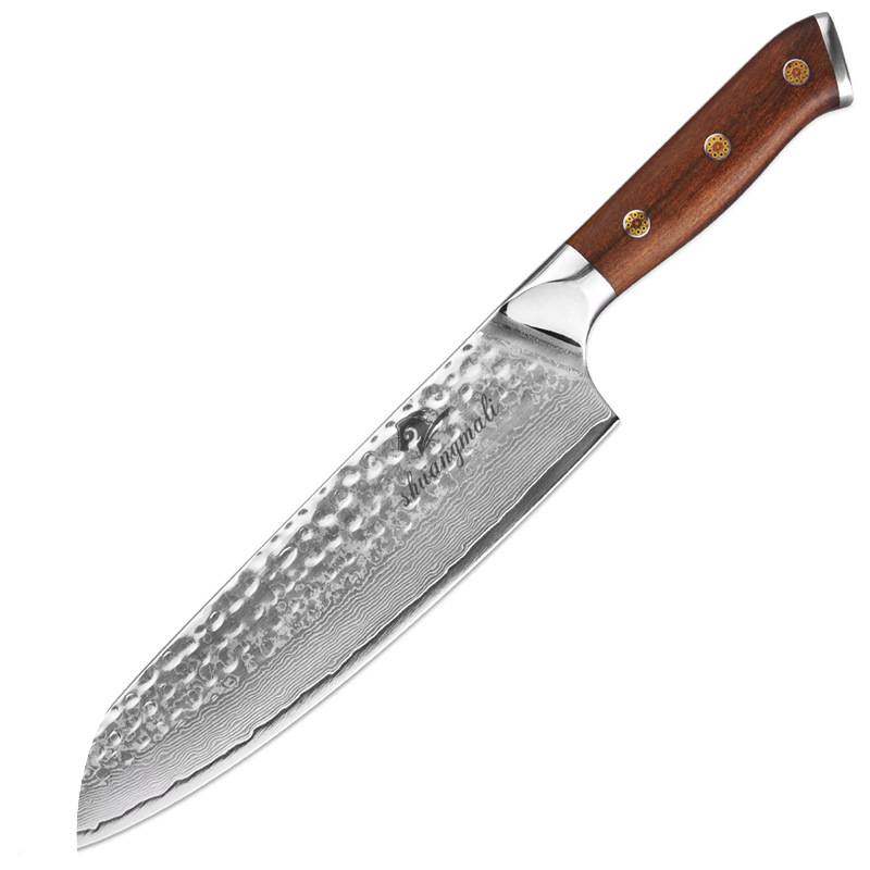 Cuchillo de acero de Damasco de 8 pulgadas de arena de madera de hierro cocina cuchillo transfronterizo exclusivo para la aprobación