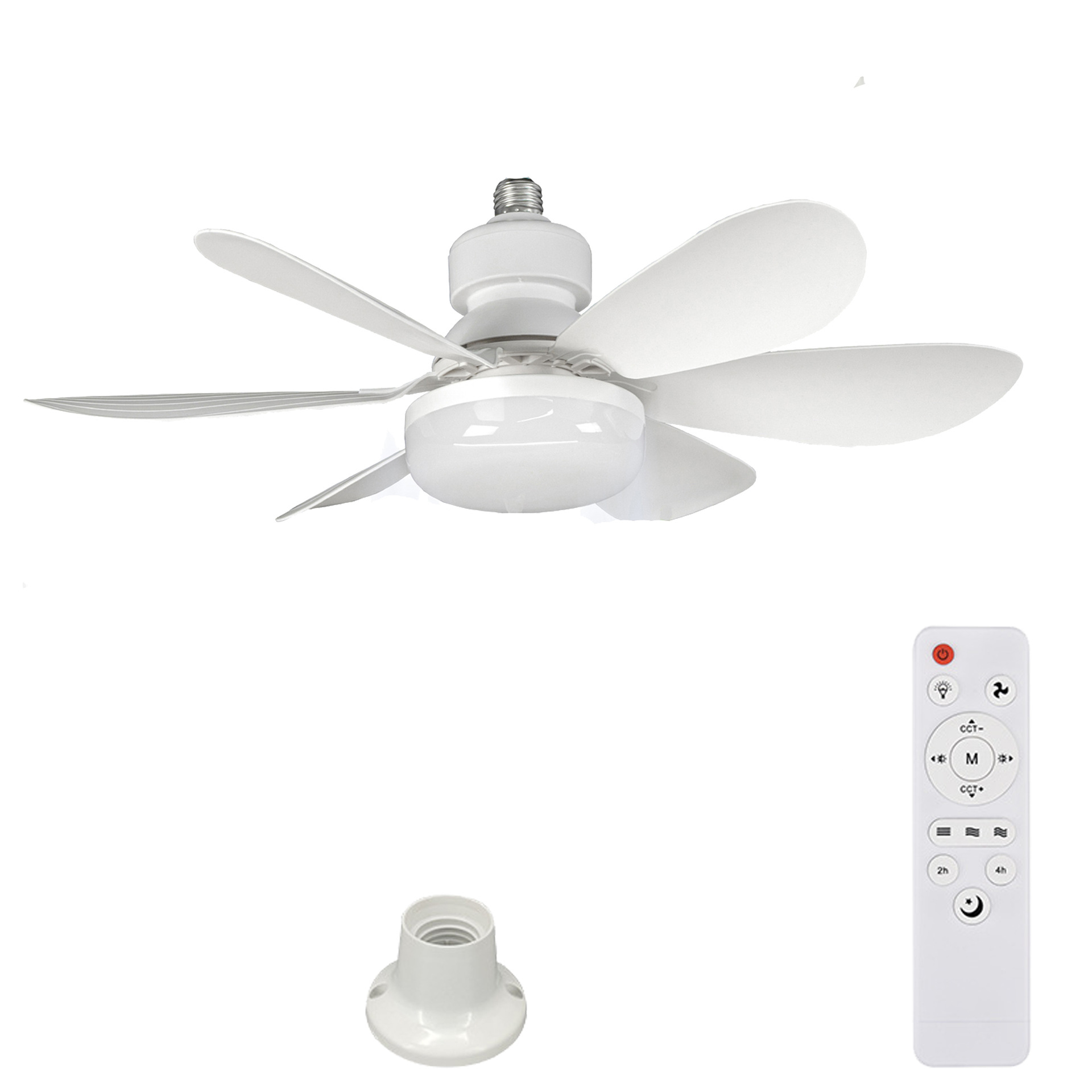 Ventilador de Techo con Luz E27 de ABS Silencioso para Comedor y Dormitorio