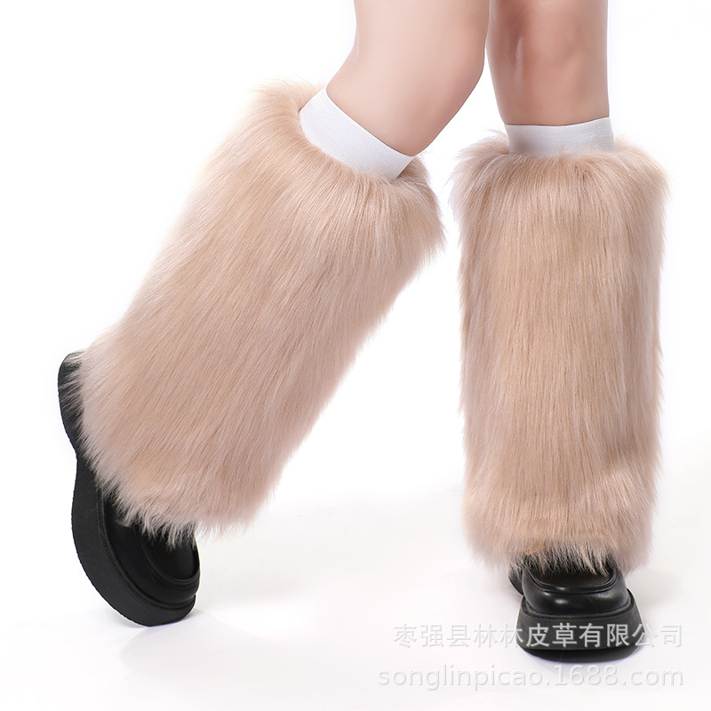 Otoño e Invierno exportación europea y americana original única imitación de piel de zorro cubierta de la pierna cubierta del zapato de la rodilla de las mujeres largo grueso caliente