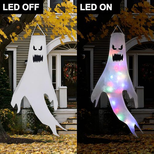 Halloween decoration hairdryer ghost Ghost Festival LED light-up ghost pendant party ghost face venue layout props