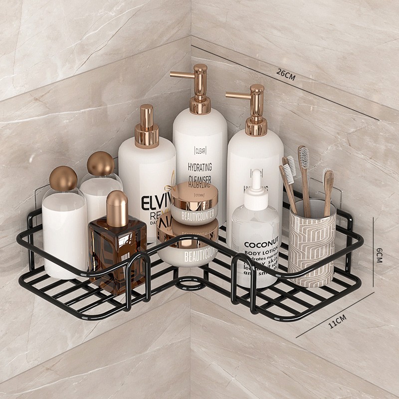 Baño sin perforación Estante de baño triangular Pegamento superpotente Estante de almacenamiento de esquina de lavado de manos Estante de esquina de cocina montado en la pared