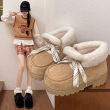 南波万雪地靴女款冬季韩版厚底增高外穿防滑加绒保暖包跟棉鞋女士