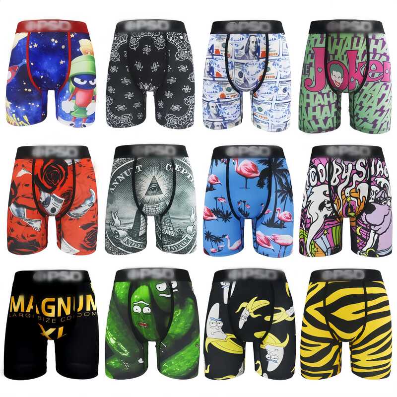 Cross-Border Hot-Selling Psd Men's Quick-Drying Printed Boxer Shorts, Dropshipping from Manufacturers on Aliexpress, Amazon, and Temu