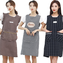 围裙韩版时尚中老年坎肩马甲工作服纯色简约护衣罩衣厨房耐脏批发