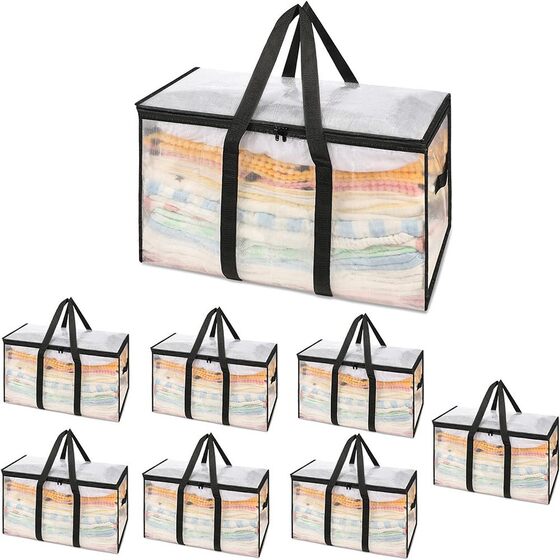 Braided home bag waterproof plastic packaging storage portable woven bag color printing storage moving packaging bag large capacity