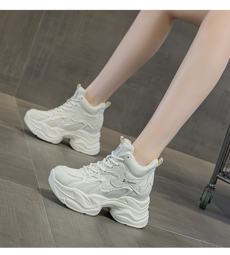 Giày sneaker nữ đế dày tăng chiều cao phong cách thể thao — Đen lót lông 5351-1, Đen lót đơn 5353, Be lót lông 5351-1, Be lót đơn 5351 chi tiết 13