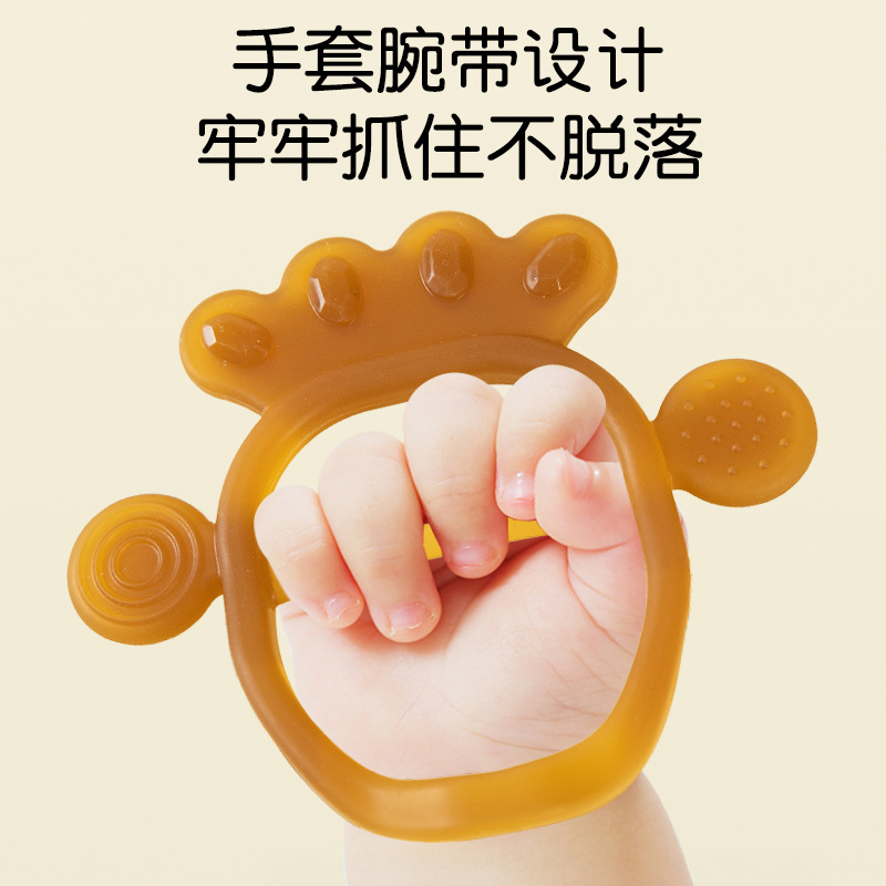 Brazalete para bebés, goma de diente de silicona de grado alimenticio, pegamento de mordida de palma de pie, protector de manos, palo de molienda, pegamento de dientes para bebés