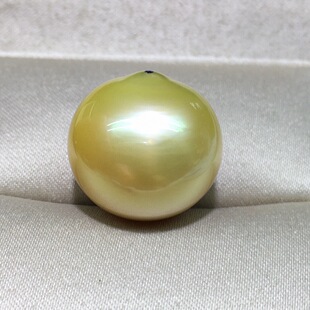Natural Philippine Sea Water Pearl Nanyang Gold Pearl Near Round Full Light Immaculate Simple Inlay