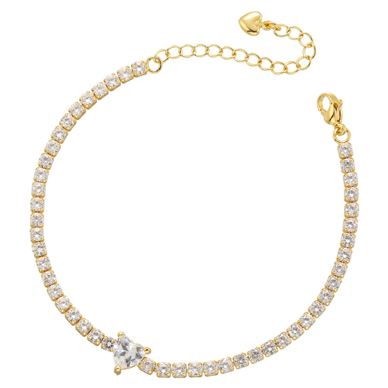 Daily Occasion Copper Material 1 Piece Cute Heart Shape Copper Plating Inlay Zircon Women's Bracelets Necklace