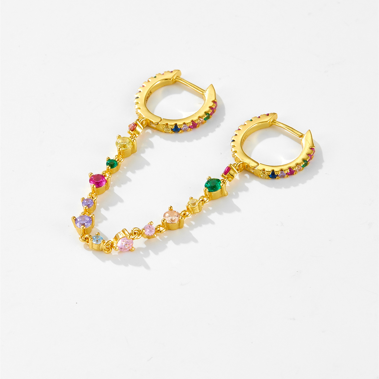 18K Real Gold Plated, Platinum Plated Plating Material 1 Piece 18K Gold Plated 925 Sterling Silver Zircon U Shape Round Earrings