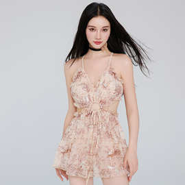 2025新款泳衣女连体裙式仙女范遮肚显瘦性感韩国ins风泡温泉泳装