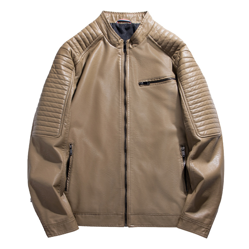 Men's Clothing leather jacket men's coat trendy slim fit stand up collar motorcycle jacket men's tops_voghion.com