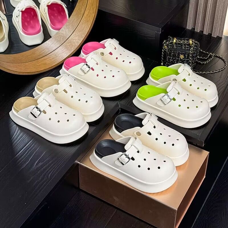 2025 New Women's Lazy Shoes Birkenstock Removable Insole Increased Color Matching Baotou Lady Sandals and Slippers Wholesale