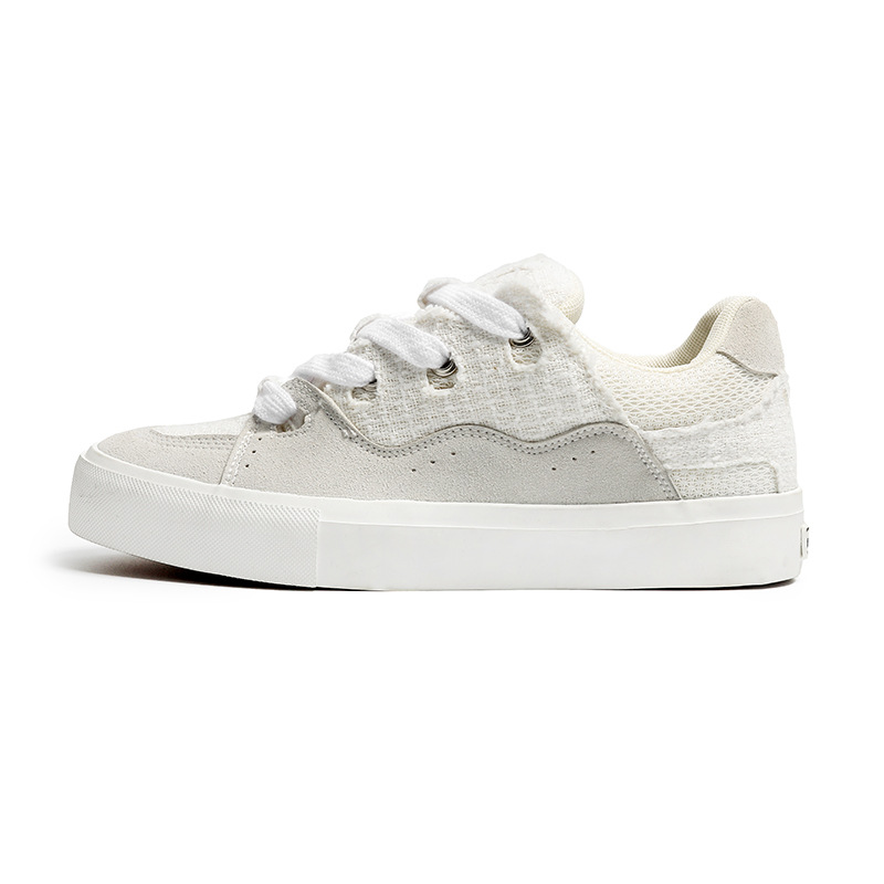 2025 primavera nuevos zapatos de pan de suela gruesa universal nicho parejas de moda universal zapatos de patineta de vello anti-camera zapatos de moda