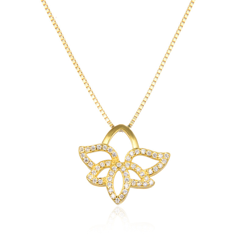 Transfronterizo Amazon venta caliente de plata esterlina 925 collar de hojas de piedra de piedra de lujo ligero de lujo de alto nivel colgante de hojas huecas