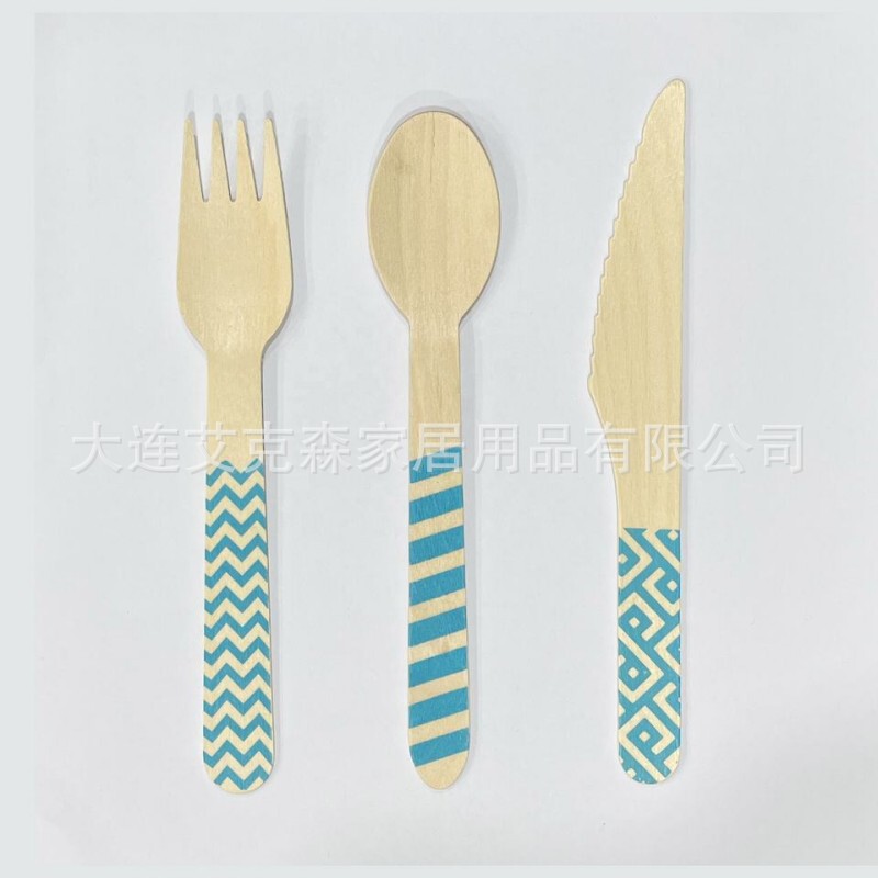 Biodegradable Disposable Wooden Knife, Spoon, and Fork Family Party Cutlery Set Biodegradable Disposable Wooden Knife, Spoon, and Fork Family Party Cutlery Set