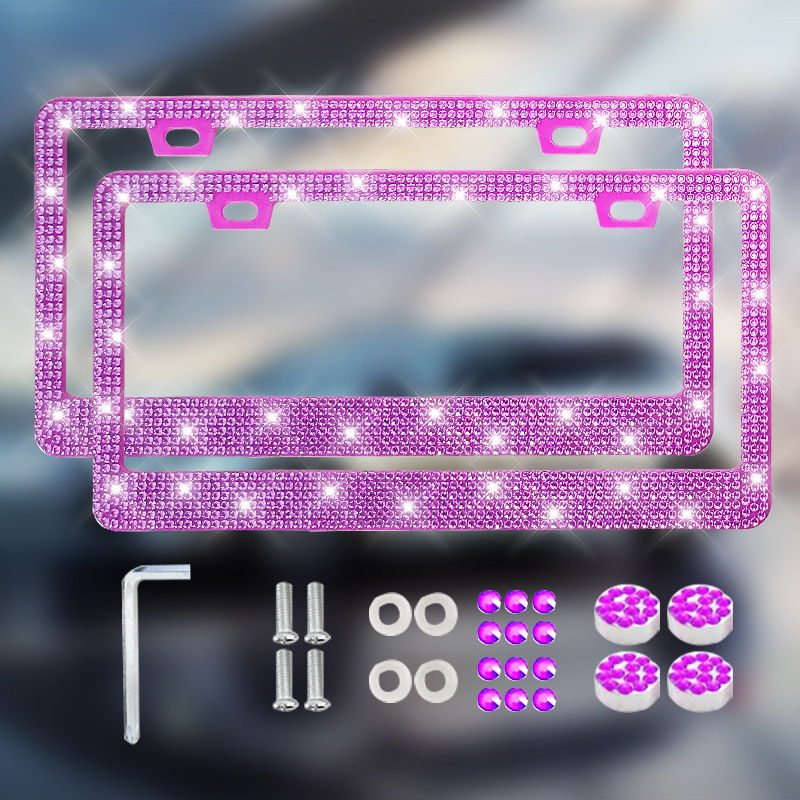 License plate holder/license plate holder | Universal Rhinestone License - two-piece-purple