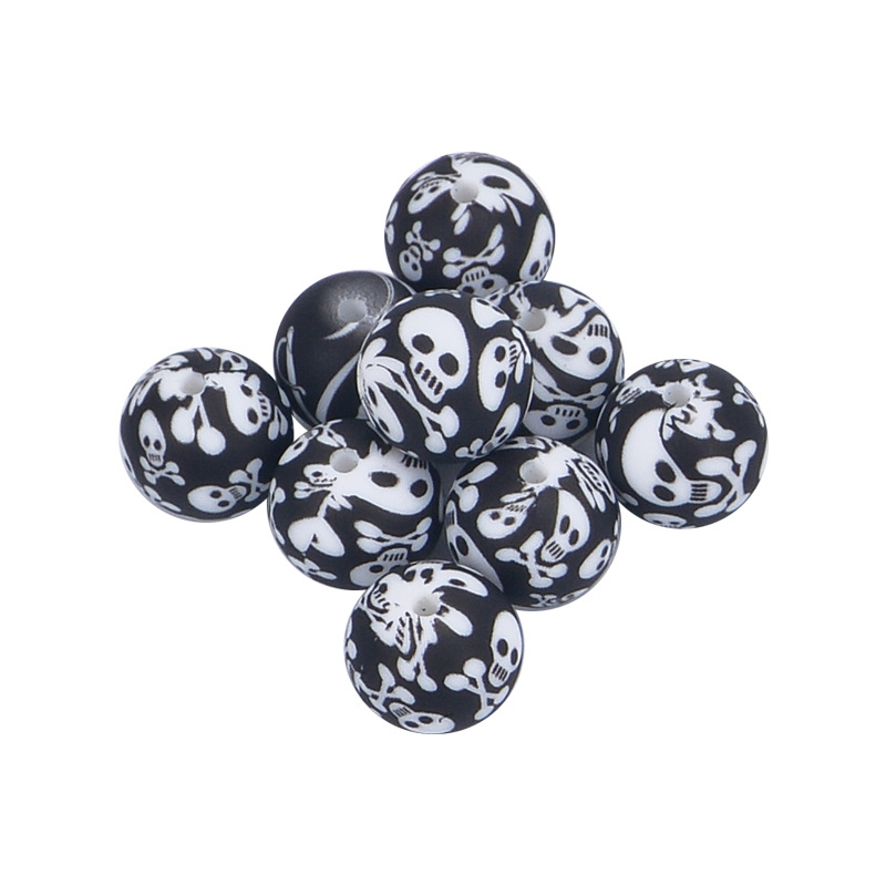 現(xiàn)貨硅膠珠子15mm水轉(zhuǎn)印彩色豹紋圓珠 DIY寶寶牙膠鏈配件散珠子