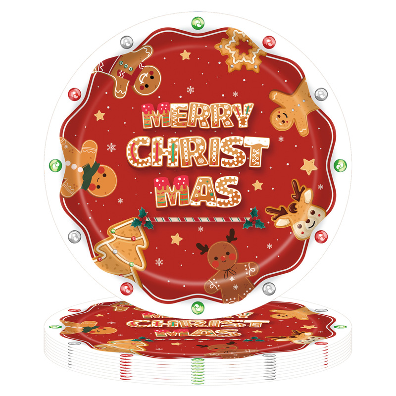 新しいクリスマスのテーマの使い捨て紙コップのティッシュのクリスマスの紙皿のテーブルクロスはクリスマスのパーティーの食器を飾ります。|undefined