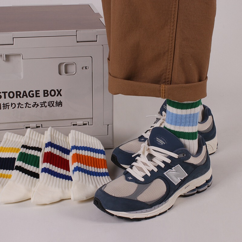 Trendy Brand cityboy Japanese Style Thick Line Striped Stockings Men's and Women's Couple's Cotton Sports Retro Mid-barrel Socks Men's Ins Trendy