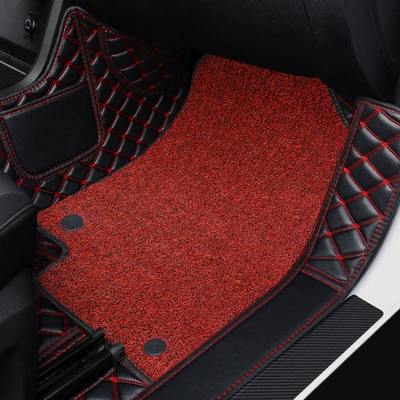 Universal Foot Pad: the Main and Passenger Seats, Special - co-pilot-double-layer-black-red-line-black-and-red-silk-circle