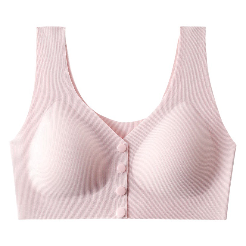 Mamá ropa interior modal de verano de seda fina de hielo sin costuras hebilla frontal sujetador chaleco inalámbrico sujetador de mediana edad y ancianos