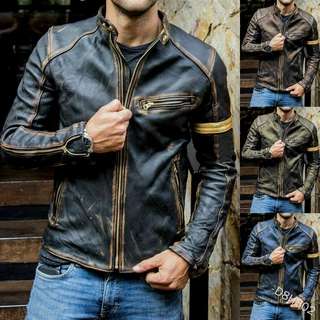 men leather jacket 男皮衣外套男青少年立领朋克男机车皮衣夹克
