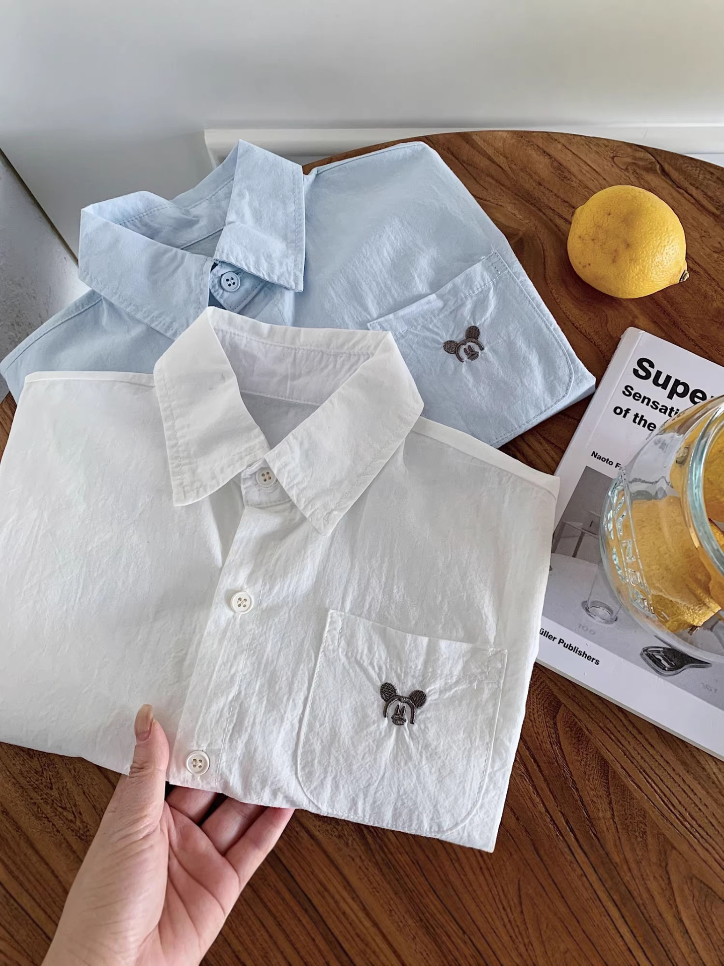 Children's summer solid color shirt for boys