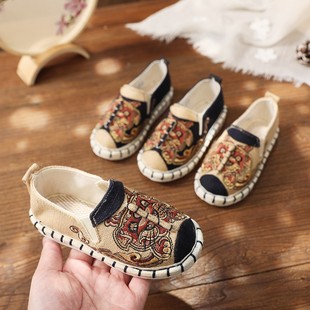 Ethnic Style Children's Embroidered Shoes Boy's Retro Style Chinese Style Hanfu Shoes Boy's Slip-on Old Beijing Cloth Shoes