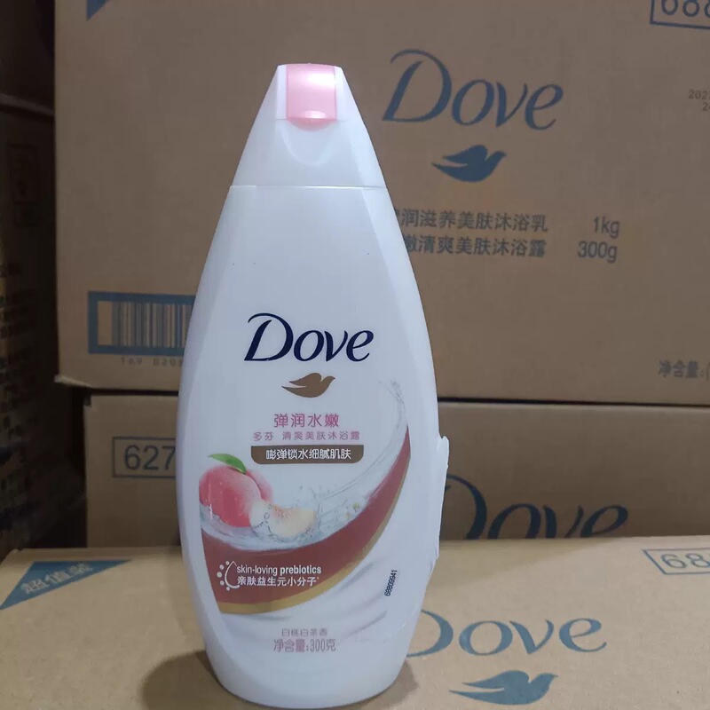 Dove Shower Gel Travel Size 300g, Moisturizing and Whitening, with Peach and White Tea Fragrance, Portable Travel Size Suitable for Ordinary People