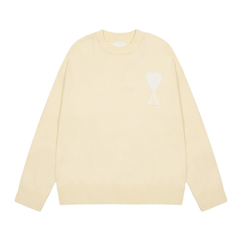大注目！ ami セーター ラウンドネック ビッグラブ 25ss 新しいカップルルーズ長袖クロスボーダーウール女性のセーター|undefined